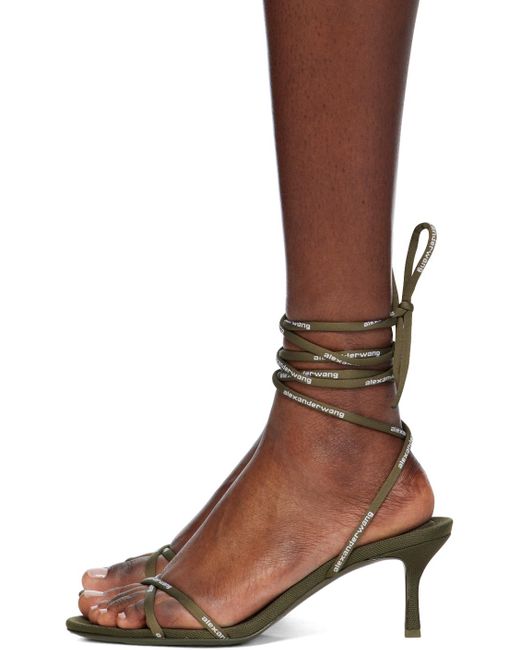 Alexander Wang Brown Khaki Helix 65 Strappy Mid Heeled Sandals