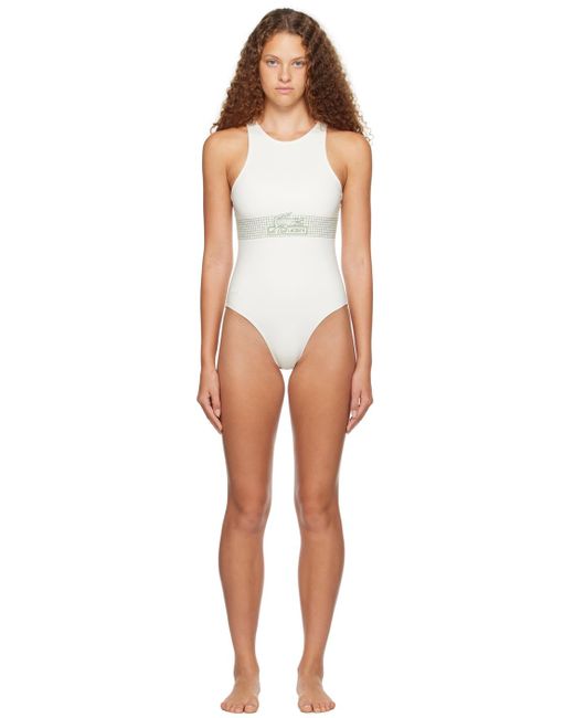 Lacoste Black White High Cut One-piece Swimsuit