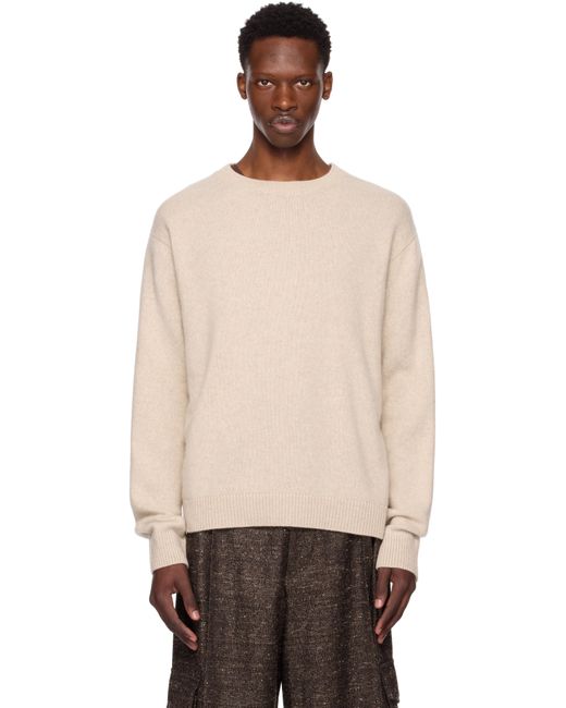 メンズ The Elder Statesman オフホワイト Simple クルーネックセーター Black