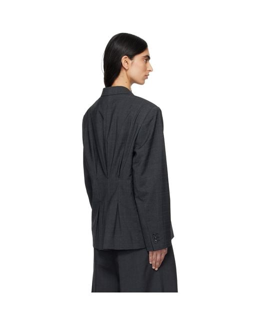 mfpen Black Inverted Pleat Blazer