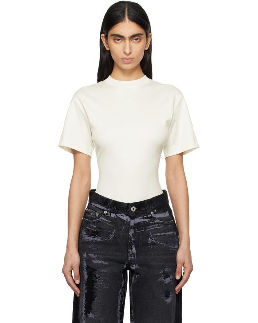 Mugler ホワイト コルセット オープンバック ジャージ ボディスーツ Black