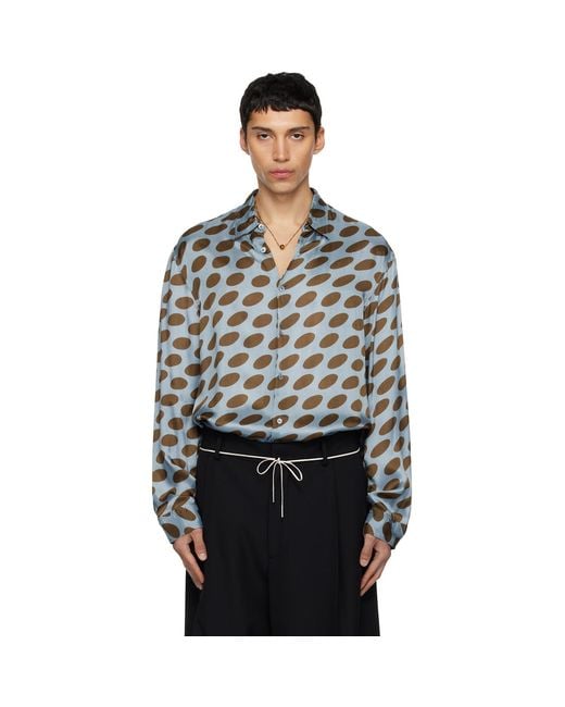 Dries Van Noten Black Polka-Dot Satin Shirt for men