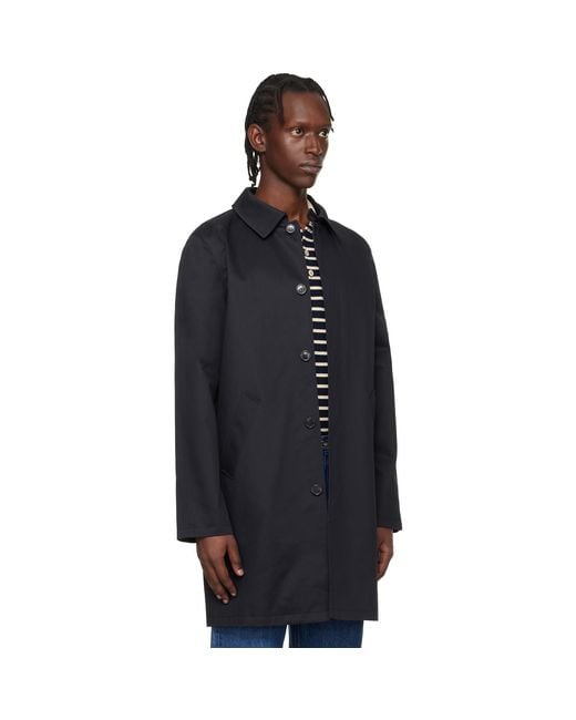 A.P.C. Blue Urban Mac Coat for men
