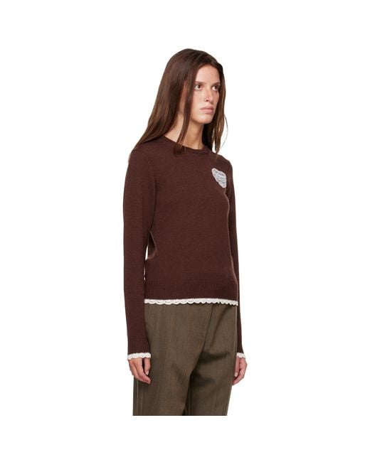 Ganni Brown Crewneck Wool Sweater