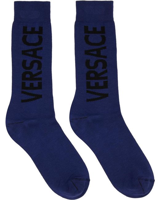 Versace Blue Cotton Socks for men