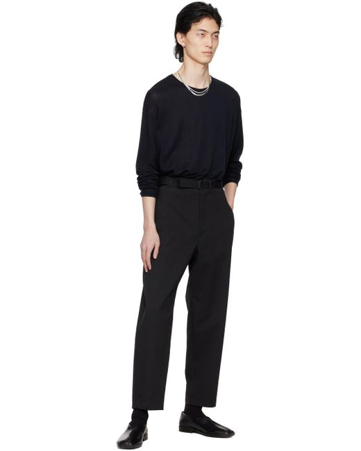 Lemaire Black Belted Carrot Trousers for men
