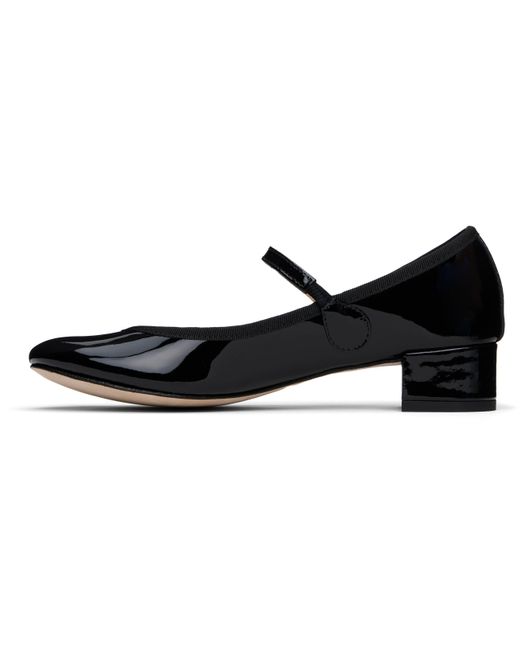 Repetto Black Rose Mary Jane Heels