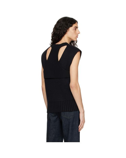 ANDREADAMO Black Layered Back Vest for men