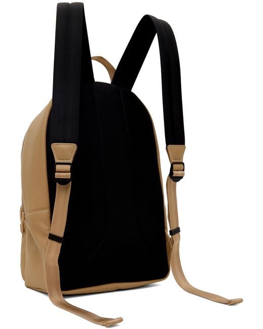 Boss Brown Beige Faux-leather Logo & Signature Stripe Backpack for men