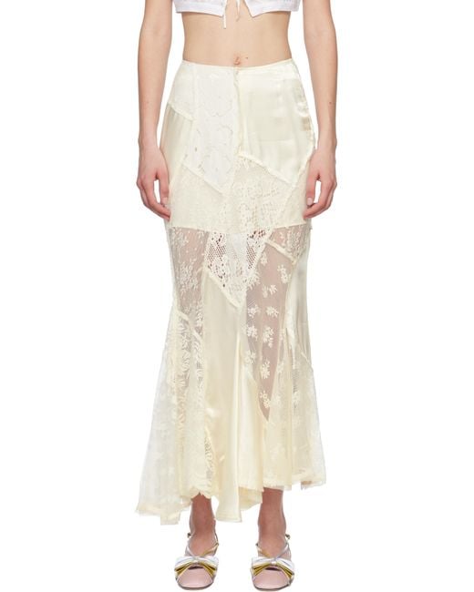 YUHAN WANG Natural Lace Patched Mermaid Midi Skirt