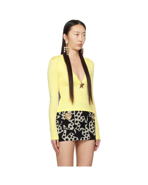 Area Black Yellow Star Stud Top