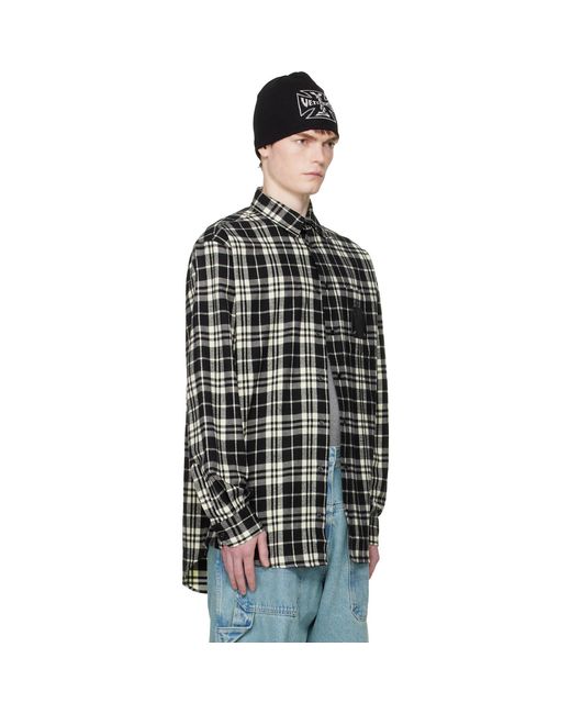 Vetements Black Leather Cross Flannel Shirt for men