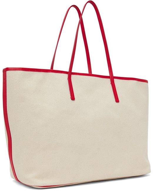 Marni Beige & Red Small Reversible Janus Shopping Tote