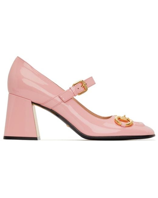 Gucci Leather Horsebit Maryjane Heels in Pink Lyst UK