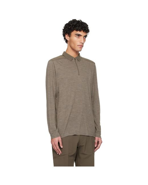 Veilance Brown Taupe Frame Ls Polo for men