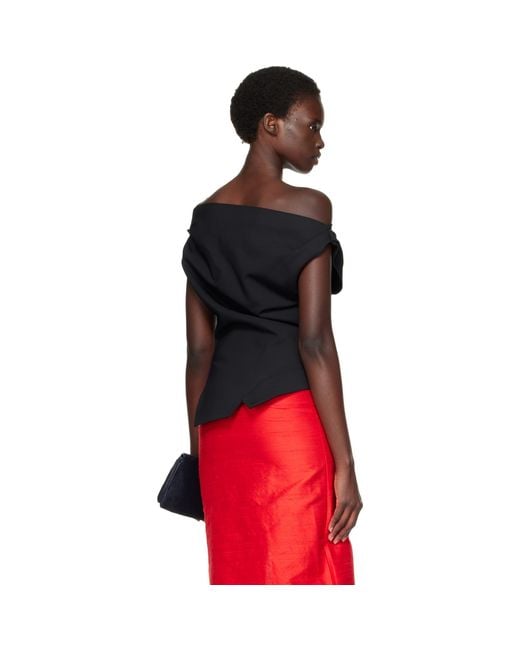 Rohe Red Off-shoulder Lapel Top