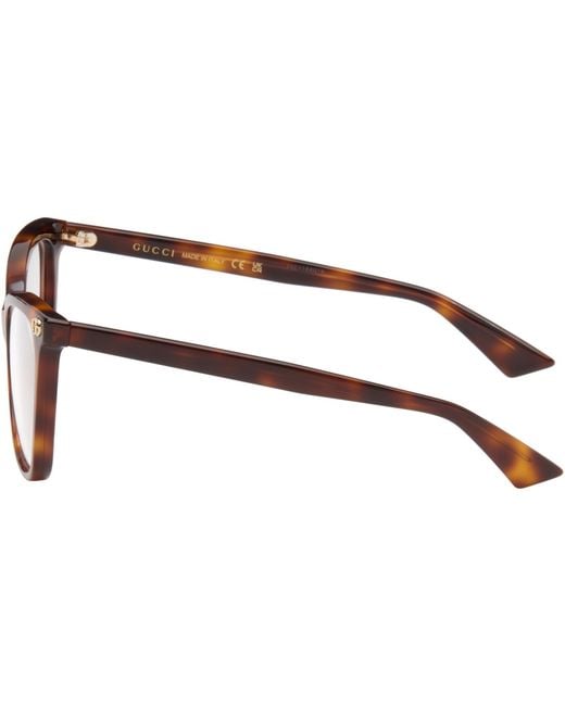 Gucci Brown Light Acetate Gg Cat Eye Glasses