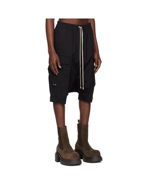 Rick Owens Black Temple Cargo Pod Shorts for men