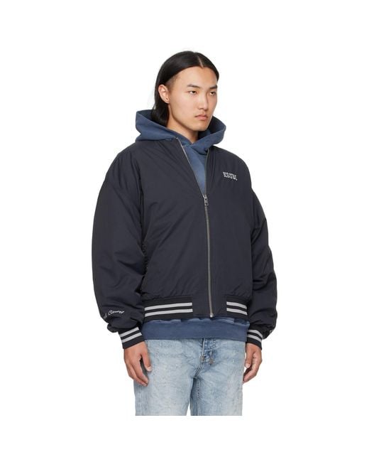 Ksubi Blue Ma-1 Bomber Jacket for men