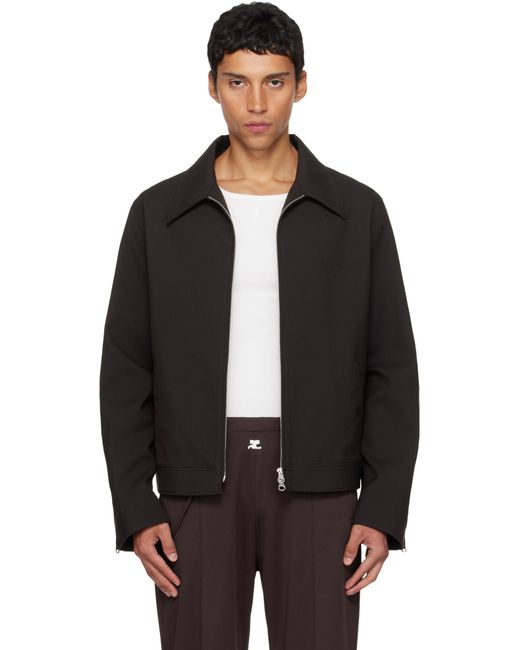 Courreges Black Embroidered Zipped Twill Jacket for men
