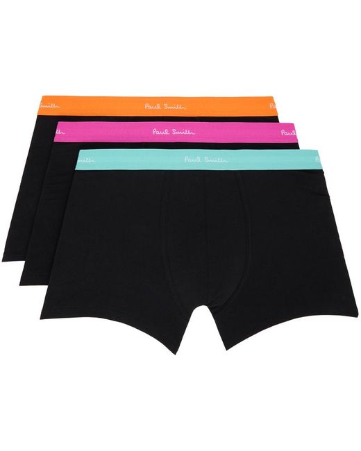 Paul Smith Three-pack Black Contrast Waistband Boxer Briefs for men