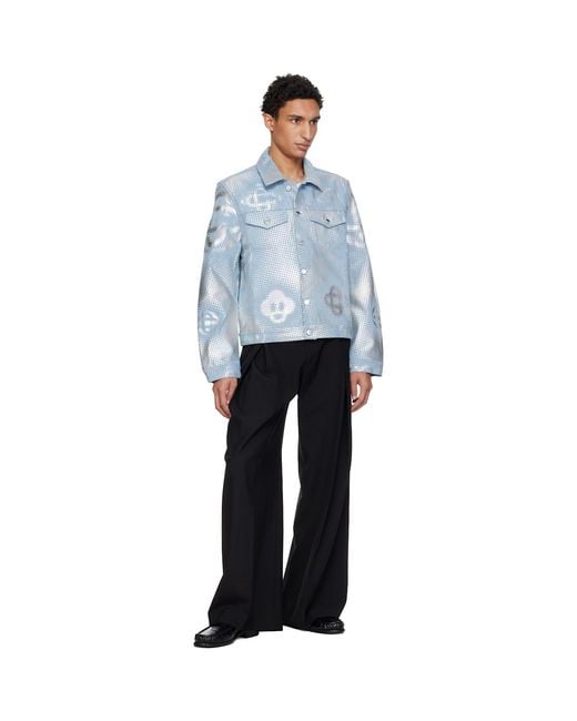 Casablanca Blue Pearlescent Monogram Jacket for men