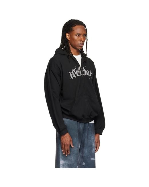 we11done Black Devil Arms Up Zip-Up Hoodie for men