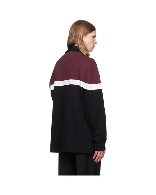 Simone Rocha Red Burgundy & Bow Stripe Rugby Polo for men