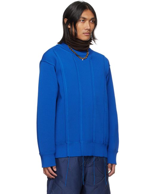 Sacai Blue Pinched Seam Sweater for men