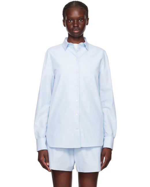 The Row White Blue Metis Shirt