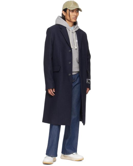 Manteau bleu marine à simple boutonnage Acne pour homme en coloris Black