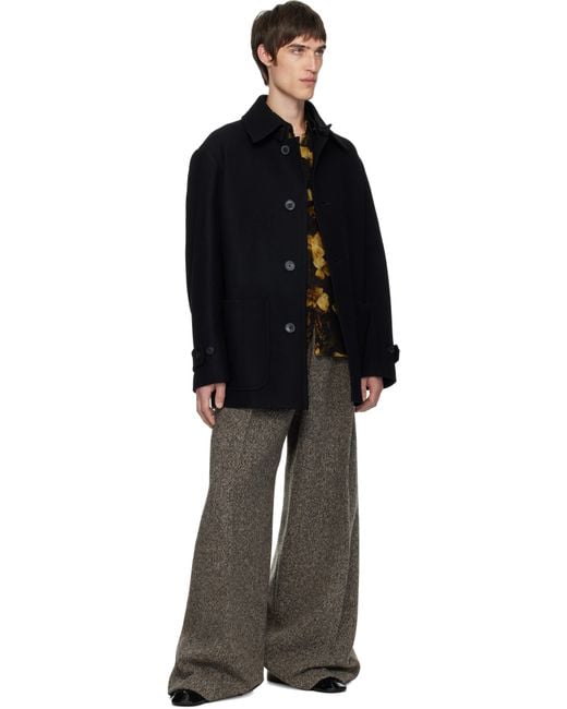 Dries Van Noten Black Wool Coat for men