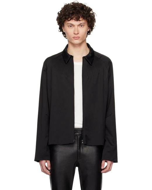 メンズ AARON ESH ブラック Darted Neck ウール ジャケット Black