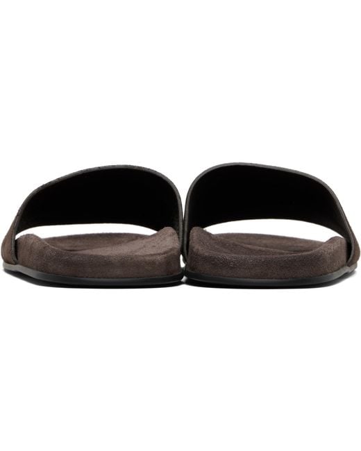 The Row Black Hugh Slides for men