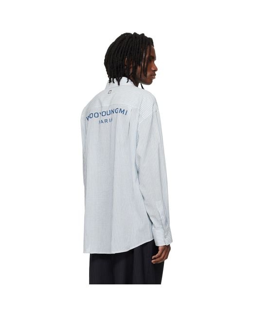 Wooyoungmi Black Stripe Back Logo Shirt for men