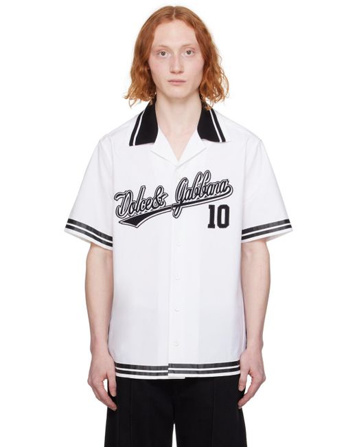 Chemise blanche à écusson à logo brodé Dolce & Gabbana pour homme en coloris White
