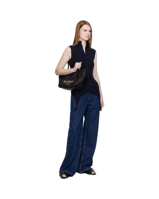Balmain Black Small Track Tote