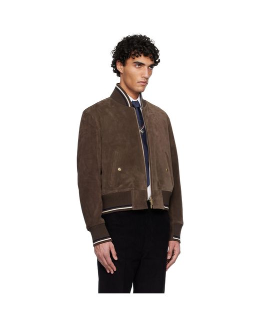 Thom Browne Black Knit Rib Blouson Suede Jacket for men
