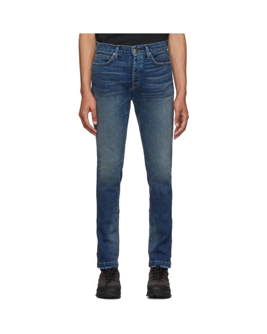 Rhude Denim Blue Snap Jeans for Men | Lyst