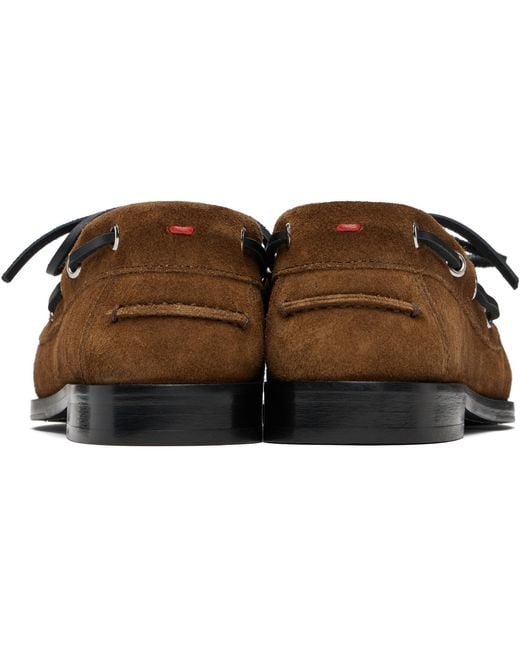 Aeyde Black Tan Harris Suede Boat Shoes