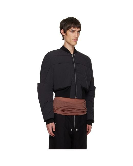 Rick Owens Black Concordians Girdered Down Bomber Jacket for men