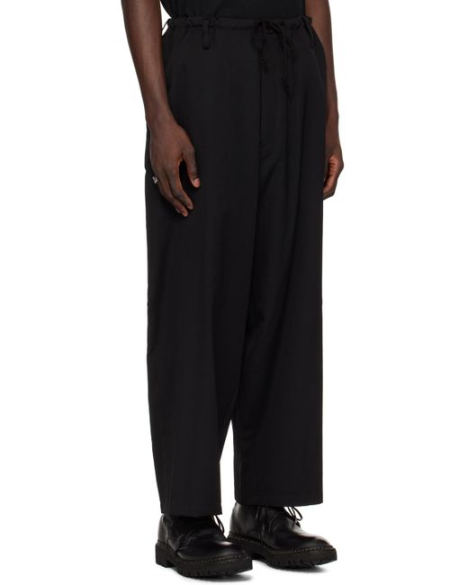 Yohji Yamamoto Black Drawstring Trousers for men