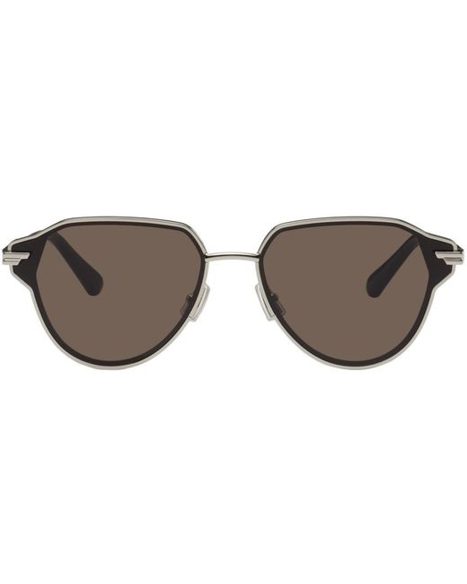 Bottega Veneta Black Silver Glaze Sunglasses for men