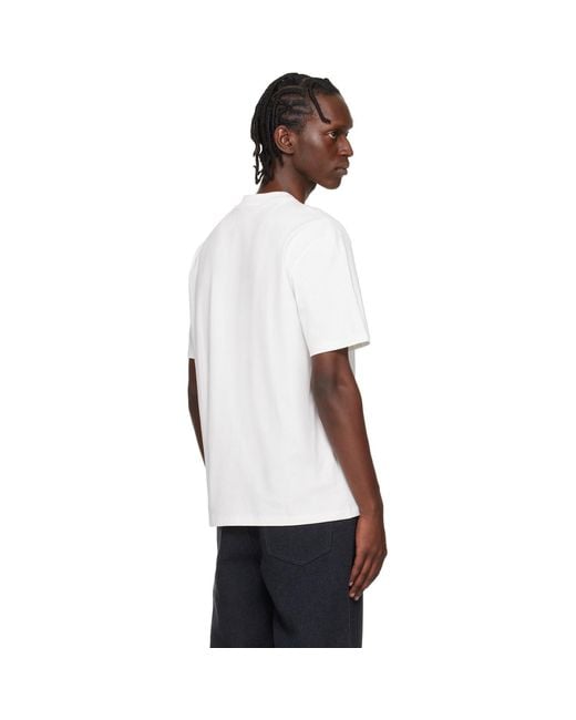 HUGO White Relaxed-Fit Logo-Print T-Shirt for men