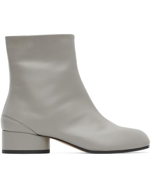 Maison Margiela Gray Ssense Exclusive Grey Low Heel Tabi Boots