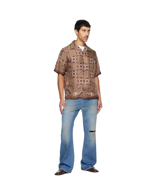 Amiri Brown Ma Check Camp Shirt for men
