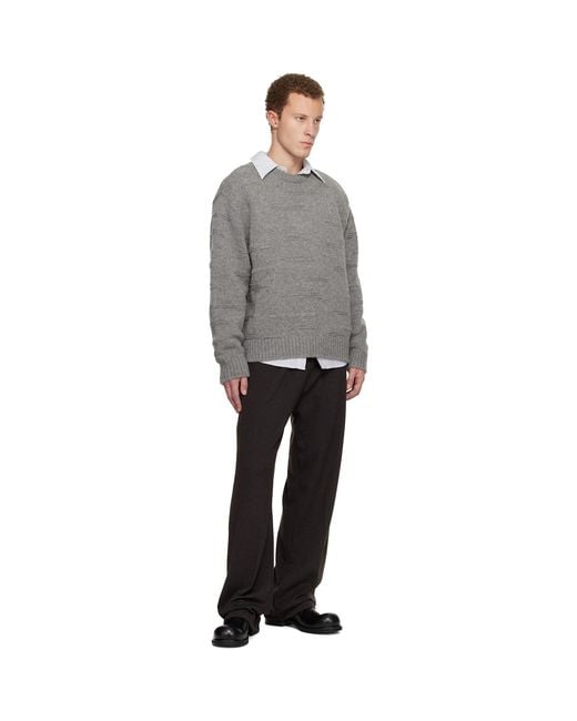 Wooyoungmi Gray Textured Stripe Wool Sweater for men