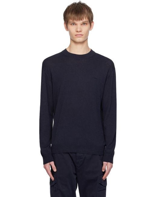 Boss Blue Navy Relaxed-fit Sweater for men