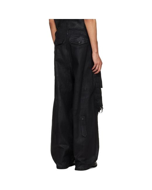 Julius Black Coated Destroy Baggy Jeans for men