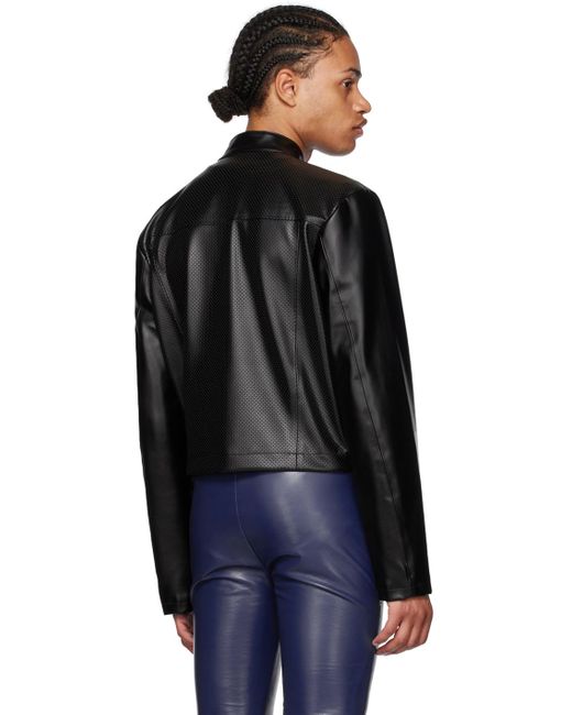 Mowalola Black Perforated Faux-leather Jacket for men
